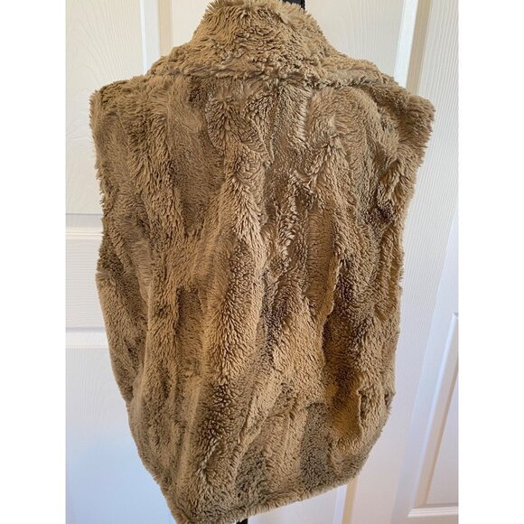 Jack By BB Dakota Tan Faux Fur Open-Front Vest With Lining sz L - Picture 5 of 9